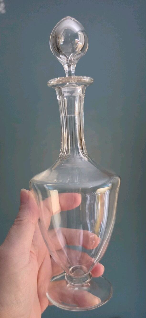 Baccarat France Crystal Genova Pattern Wine Liquor Decanter Footed 12" Signed